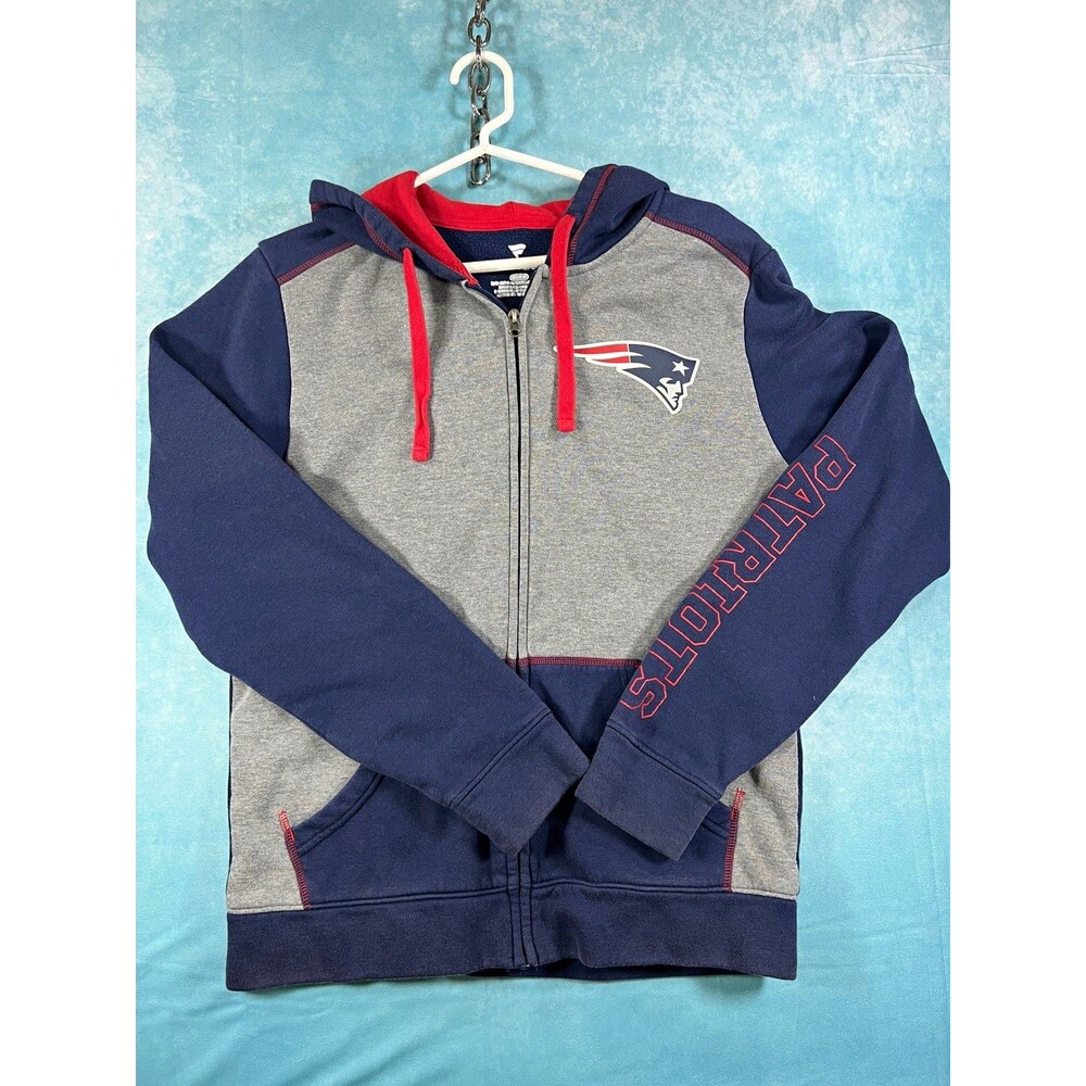 Fanatics New England Patriots NFL Full-Zip Hoodie, Size M, Gray Navy Red